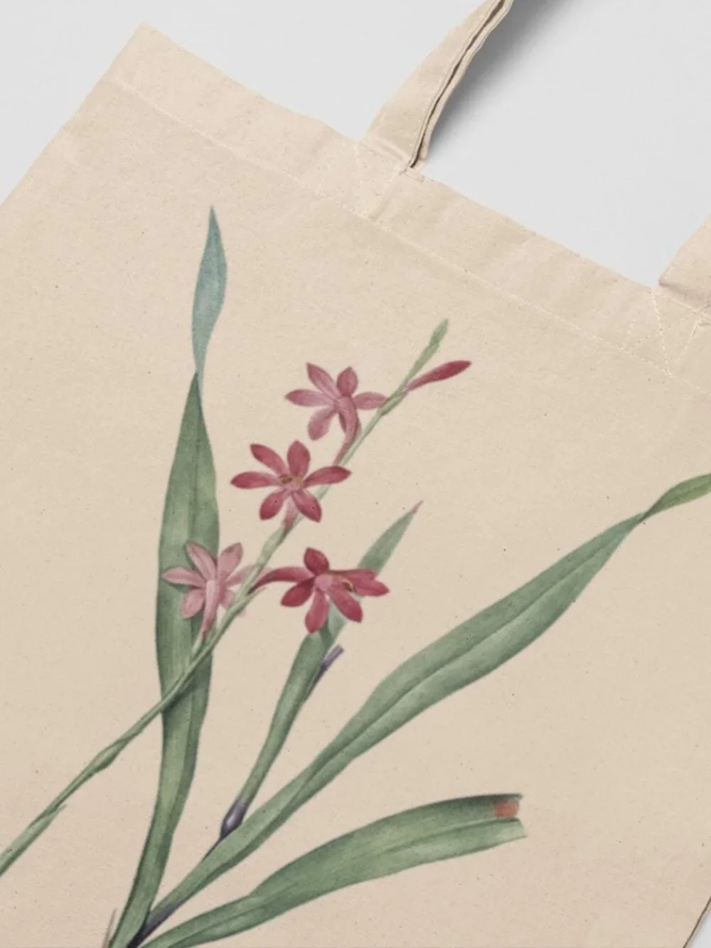 Bugle Lily Vintage Floral Print Graphic Canvas Tote Bag
